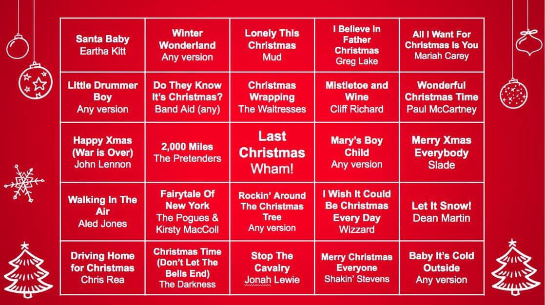 westcountrybird's tweet photo. Good morning Twitter Chums. Itโs Xmas song bingo. How many can you cross off? Iโve already been #Whamageddon2024 Mariah & Band Aid. But Iโm trying to avoid being #Noddied https://t.co/9nNDRQLXfd