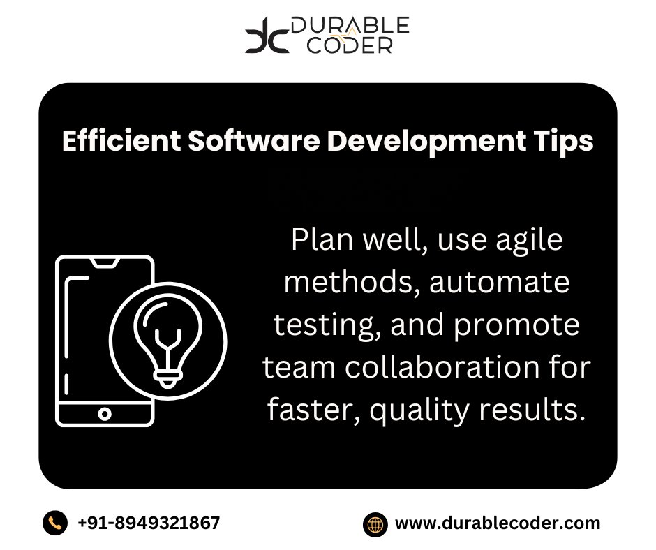 durablecoder's tweet image. Streamline your development process with clear planning, agile practices, and team collaboration! 🚀
 #SoftwareDevelopment #Agile #CleanCode #TechTips #DevCommunity