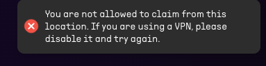 TaDaaScotty's tweet photo. anyone getting this error @creepz  I dont have any vpn active https://t.co/h20hFQ8Oea