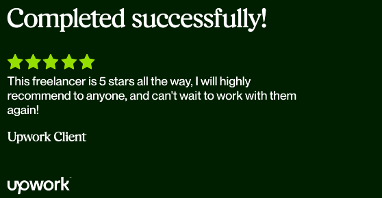 rajansaab001's tweet photo. "This freelancer is 5 stars all the way, I will highly recommend to anyone, and can't wait to work with them again!"
Feedback from recent project! #upwork #WebDevelopment #hireme https://t.co/WhScv0v4Mq