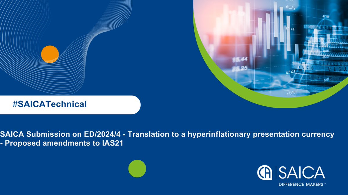 saica_za's tweet image. 📄 Stakeholder Notice 
The SAICA Accounting Practices Committee (APC) recommends that the IASB should review IAS 29 in its entirety – read more on the submission at 🔗bit.ly/4eU8pyw
#⃣ #SAICATechnical #APC #IASB #IAS29