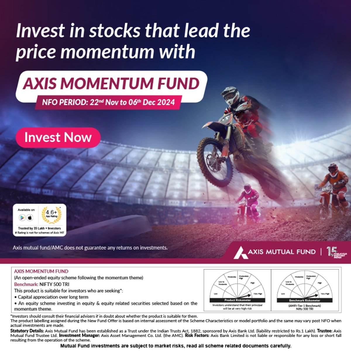 AxisMutualFund's tweet photo. 1/7 Unlock the Power of Momentum Investing
Ever wondered how some stocks keep soaring while others plummet? 🤔 This could be a key to momentum investing. 📈
By capitalizing on the power of trends, you can potentially boost your returns.
Invest now: https://t.co/jZrcaohSGt https://t.co/tdLIDcDBY2