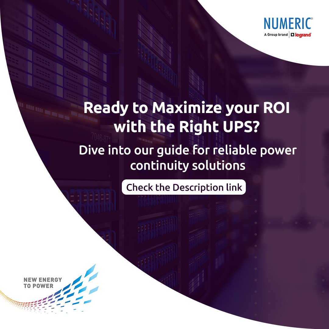 UpsNumeric's tweet image. Looking for the perfect UPS for your data center? This blog guides you through critical factors to help maximize your ROI and ensure uninterrupted operations. Click more:- tinyurl.com/5395t93d 
#NumericUPS #DataCenterEfficiency #MaximizeROI  #NewEnergyToPower #Blog