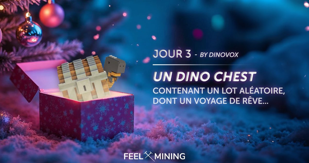 FeelMining's tweet image. [3/25] - CALENDRIER DE L'AVENT 🎁

🧰 Voyager à l'autre bout du monde avec @TheDinoVox , ça vous tente ? C'est un des nombreux lots aléatoires à l'intérieur du Dino chest que vous pouvez gagner aujourd'hui ! 

Pour participer :

- Follow @TheDinoVox &amp;amp; @FeelMining
- RT + LIKE +…