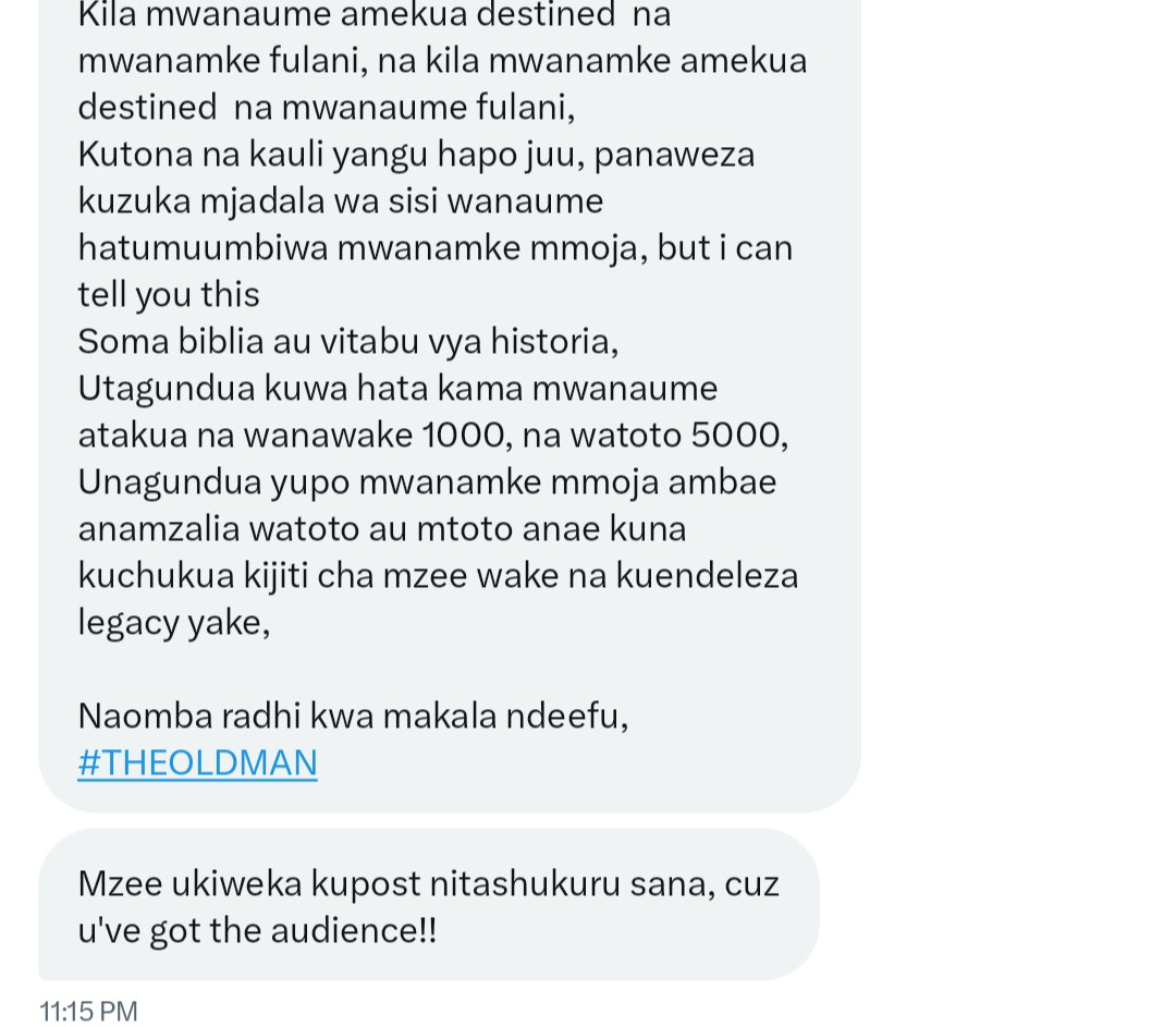prossoff's tweet photo. Bro kaja DM na maoni /maelekezo yake yako hivi. https://t.co/Z4iY0whAOn