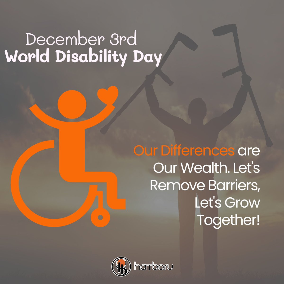 ♿️ 3 Aralık Dünya Engelliler Günü 

Farklılıklarımız bizim zenginliğimiz.Engelleri kaldıralım,birlikte büyüyelim!

♿️ December 3d World Disability Day 

Our differences are our wealth. Remove barriers,let’s grow together!

#3aralıkdünyaengellilergünü #hatboru #3aralık