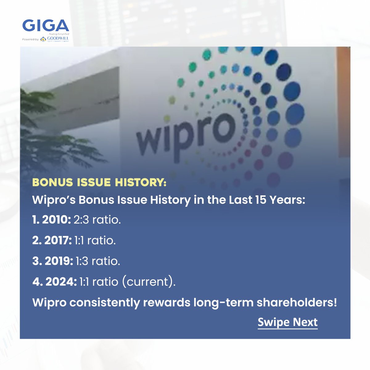 GoodwillGiga's tweet photo. WIPRO unlocking the power of patient investing👀

#wipro #infosys #investing #investment #stockmarket #stocktrading #giga #gigatamil https://t.co/IKAWR1Zz6f