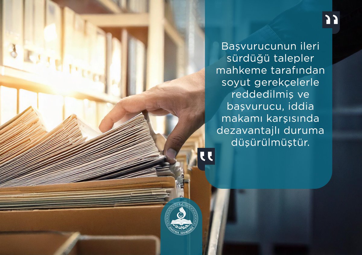 Delil Toplatma Talebinin Reddedilmesi Nedeniyle Silahların Eşitliği ve Çelişmeli Yargılama İlkelerinin İhlal Edilmesi
anayasa.gov.tr/tr/haberler/bi…