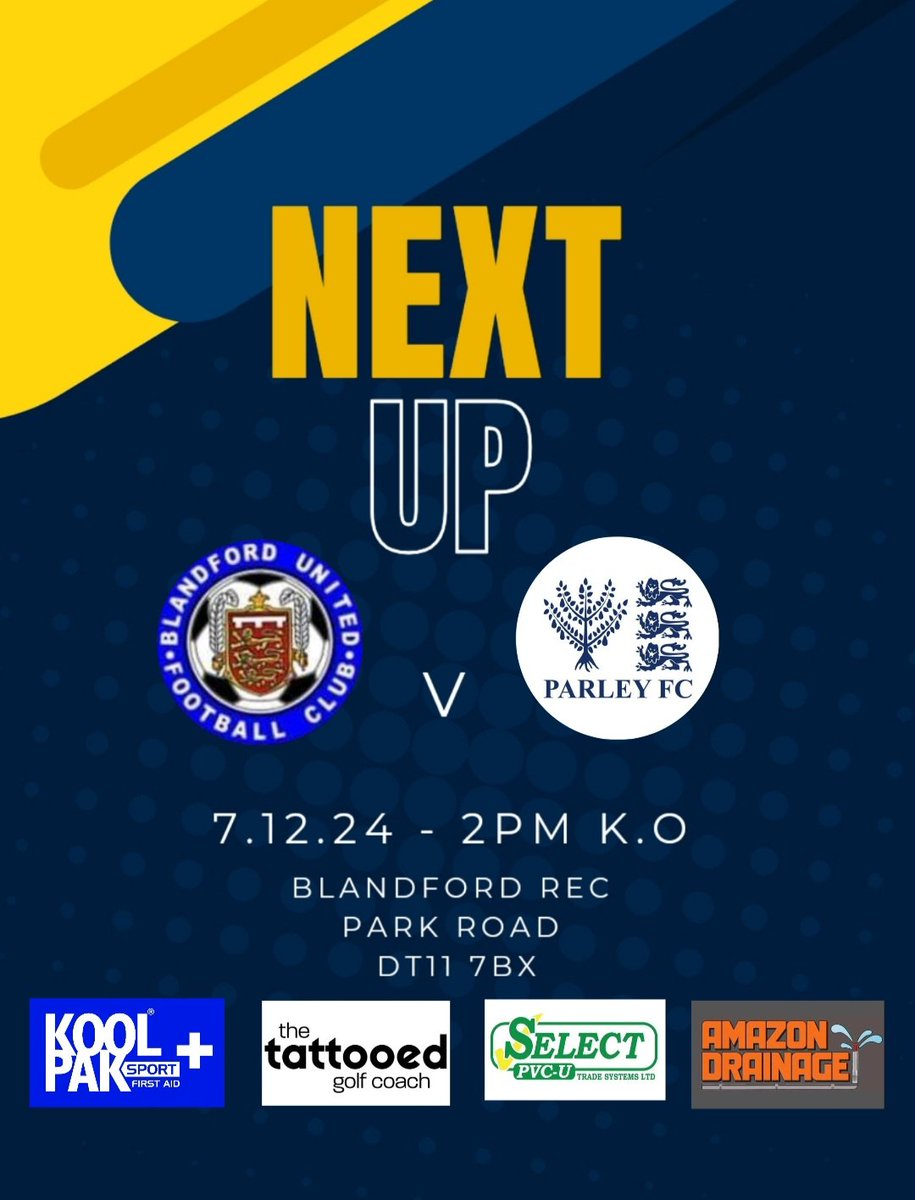 This Saturday we take the short trip over to @blandfordutdfc reserves in the Dorset football league. With have a couple of weeks off the lads are buzzing to get back to it.. 2pm ko at Park Road ..