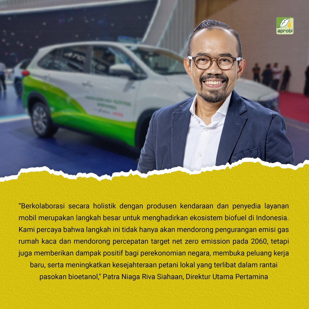 aprobi_id's tweet photo. Uji coba Bioethanol E10 dilakukan di Surabaya! Kolaborasi dengan Toyota & TRAC untuk percepatan transisi energi hijau🌱
#BanggaIndonesiaHijau
#RenewableEnergy
#EnergiNegeriku
#SukseskanBioFuels https://t.co/PpOzql0Ev9