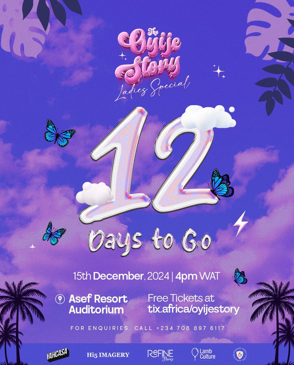 Oyije_'s tweet photo. 12 days to go ππππ Hit the link to get registered! ππΌ
https://t.co/JlXc1osPWz
#oyije #theoyijestory #lambculture #jesusgirls #afrogospel #explorepage #fyp #girlie https://t.co/ZRkKS3K47a
