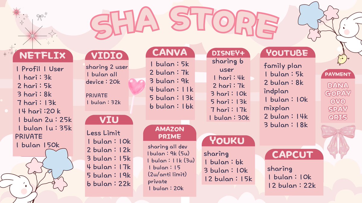 halo ! ୨♡୧ butuh app prem yg murce &amp; fast respon?  ke <a href="/shashaalll/">shaa || mention after dm! wa fastresp</a> aja sini! 💭 𝗳𝘂𝗹𝗹 𝗴𝗮𝗿𝗮𝗻𝘀𝗶 &amp; 𝗳𝗮𝘀𝘁 𝗽𝗿𝗼𝘀𝗲𝘀 ✦ netflix viu iqiyi youtube canva hbo we tv disney+ spotify dll ✦ 🎀

₊ 🍰 ๑₊ DM <a href="/shashaalll/">shaa || mention after dm! wa fastresp</a> / WA wa.me/6281929391605
 #zonauang