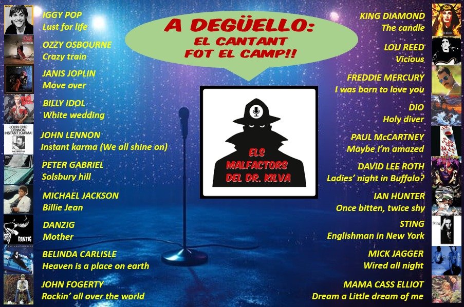 Sempre la mateixa història: el cantant fot el camp, deixa la banda i se'n va en solitari
 Els Malfactors del Dr Kilva necessitem VOTEU A Degüello la MILLOR i la PITJOR  d'aquesta llista. Per escoltar-les ⬇️
open.spotify.com/playlist/35ZwD…
Programes anteriors:
go.ivoox.com/sq/1382476