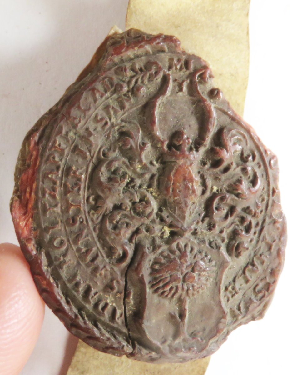 On avait déjà commencé avec <a href="/Sigi_alsace/">SigiAl - Sigillographie de l'Alsace 🦋</a> l'#archisapin la semaine dernière... "Historiquement" ça pourrait aussi bien être un pommier, alors Adam Holzapfel vous fournit son arbre pour #LeSceauDuMardi 🎄
Empreinte de 1574 dénichée aux archives de #Turckheim
sigilla.irht.cnrs.fr/224047