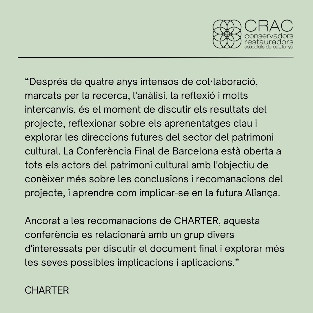 La setmana passada es va celebrar la Conferència Final de CHARTER a la Universitat de Barcelona