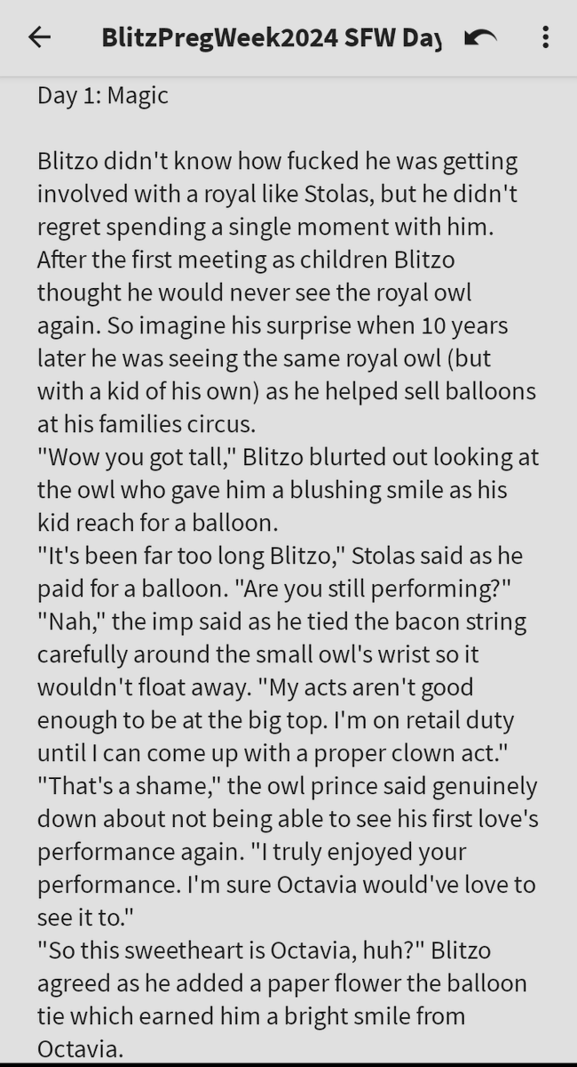 VTDJacobsGirl's tweet image. I just made it in time! I almost didn&apos;t because I&apos;m busy moving. But I managed to make it in time. Here&apos;s Day 1: Magic (SFW) Part 1/?
#blitzpregweek