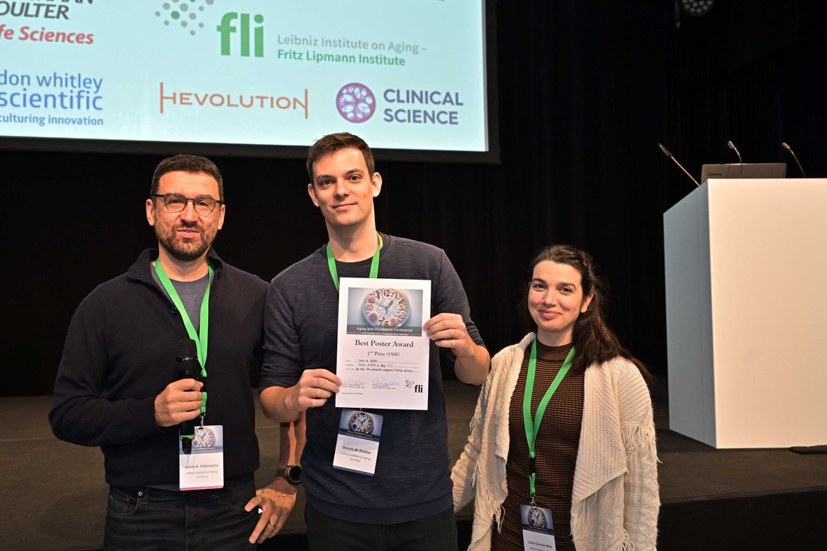 Dennis de Bakker (@demdebakker) on Twitter photo Thrilled to share our work on gut microbes and brain aging in turquoise killifish at the Aging Microbiota Conference 2024! Honored to receive the Poster Prize—thank you! 🏆 Exciting times for the emerging field of Microbes and Aging! #AgingResearch <a href="/microverse_exc/">Balance of the Microverse</a> <a href="/LeibnizFLI/">Leibniz-Institut für Alternsforschung (FLI)</a> Thrilled to share our work on gut microbes and brain aging in turquoise killifish at the Aging Microbiota Conference 2024! Honored to receive the Poster Prize—thank you! 🏆 Exciting times for the emerging field of Microbes and Aging! #AgingResearch <a href="/microverse_exc/">Balance of the Microverse</a> <a href="/LeibnizFLI/">Leibniz-Institut für Alternsforschung (FLI)</a>