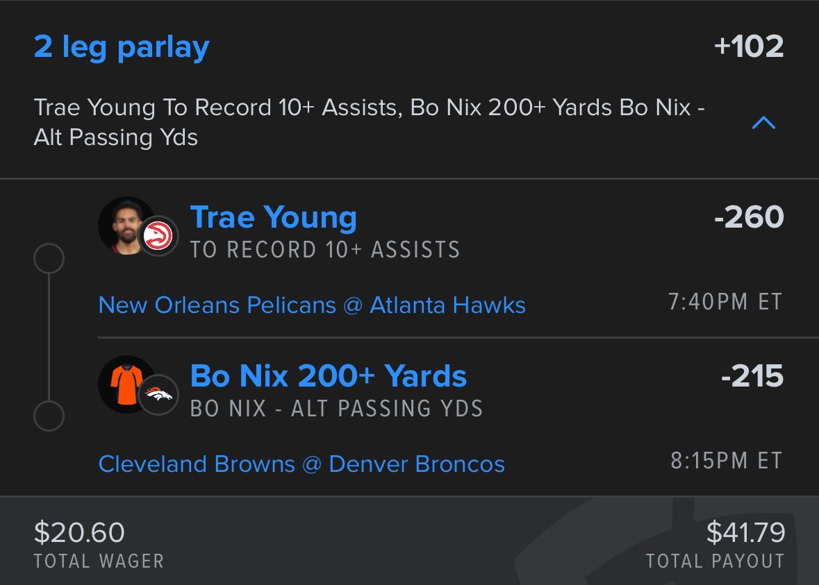 brank133's tweet photo. Day 2 - $20 ➡️ $40 ✅💰

So sweat free last night with Trae and Bo both clearing their lines to problem!

Day 3 - $40 ➡️ $80 later today!! 

Follow to see when I post! 

#nfl   #nflbestbets #gamblingtwitter #sportsbetting #LadderChallenge #nba #nbabestbets #fanduel #mnf https://t.co/M2v6e32VZ5