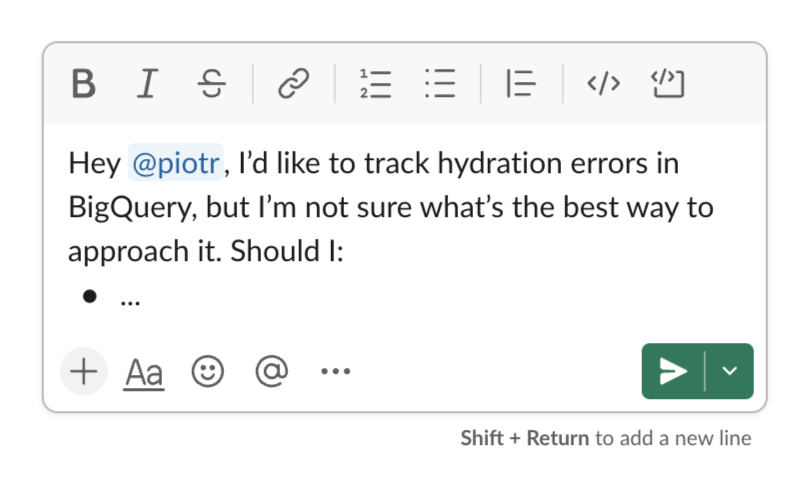 iamakulov's tweet image. One of the best productivity tips I have ever learned at Framer (from @eelco) is:

Whenever you want to ask a teammate for help, don’t DM them. Instead, always post your question in a channel (and cc them).