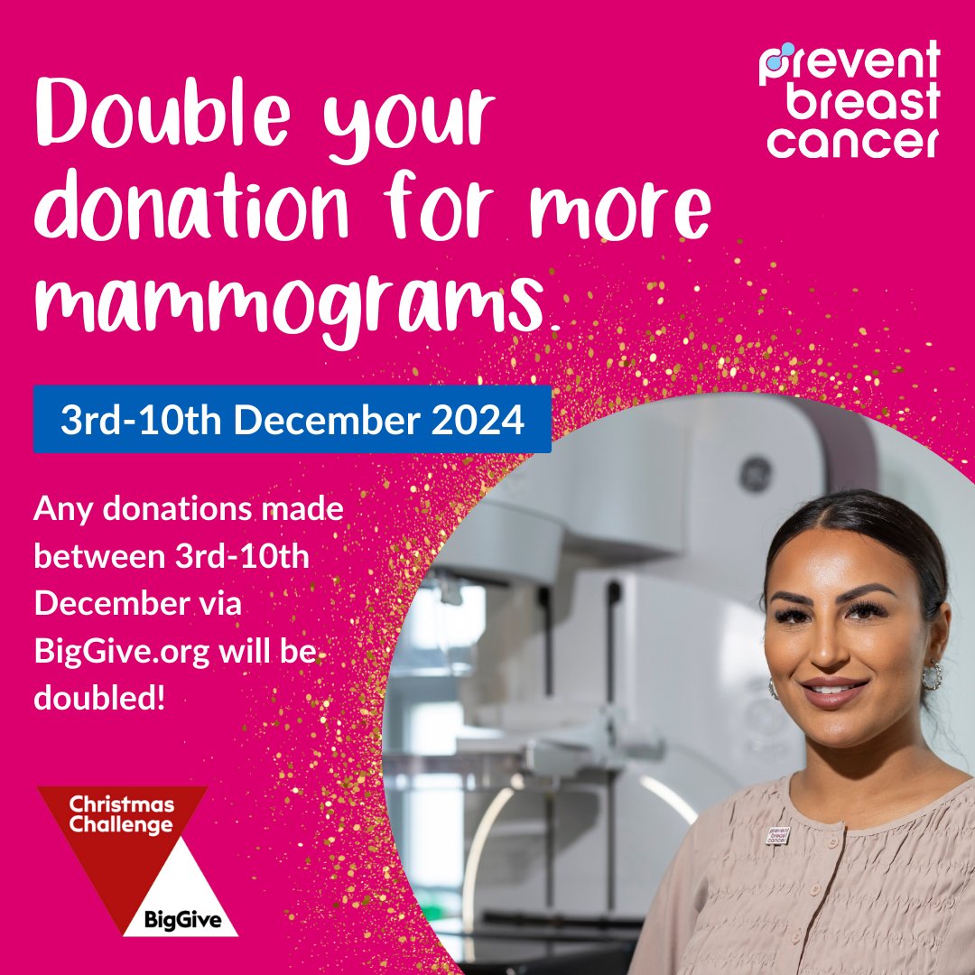 Our <a href="/BigGive/">Big Give</a> campaign is now live - which means from today, you'll have your donation DOUBLED! 🥳

Your money will go towards the National Breast Imaging Academy, ensuring an additional 13,000 women will have access to mammograms each year. 

Donate now 👉bit.ly/3ZounFj