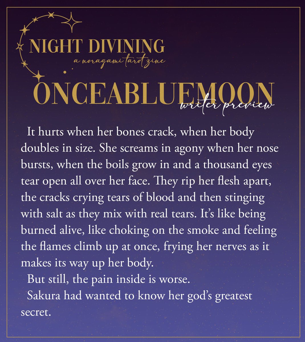 A Noragami fic about Sakura today! Naming a god as he named you is never an insignificant thing - not even at the brink of death.

The fic: archiveofourown.org/works/61047178

And the wonderful tarot zine it was written for has leftovers open here: x.com/noragamizine/s… 😄