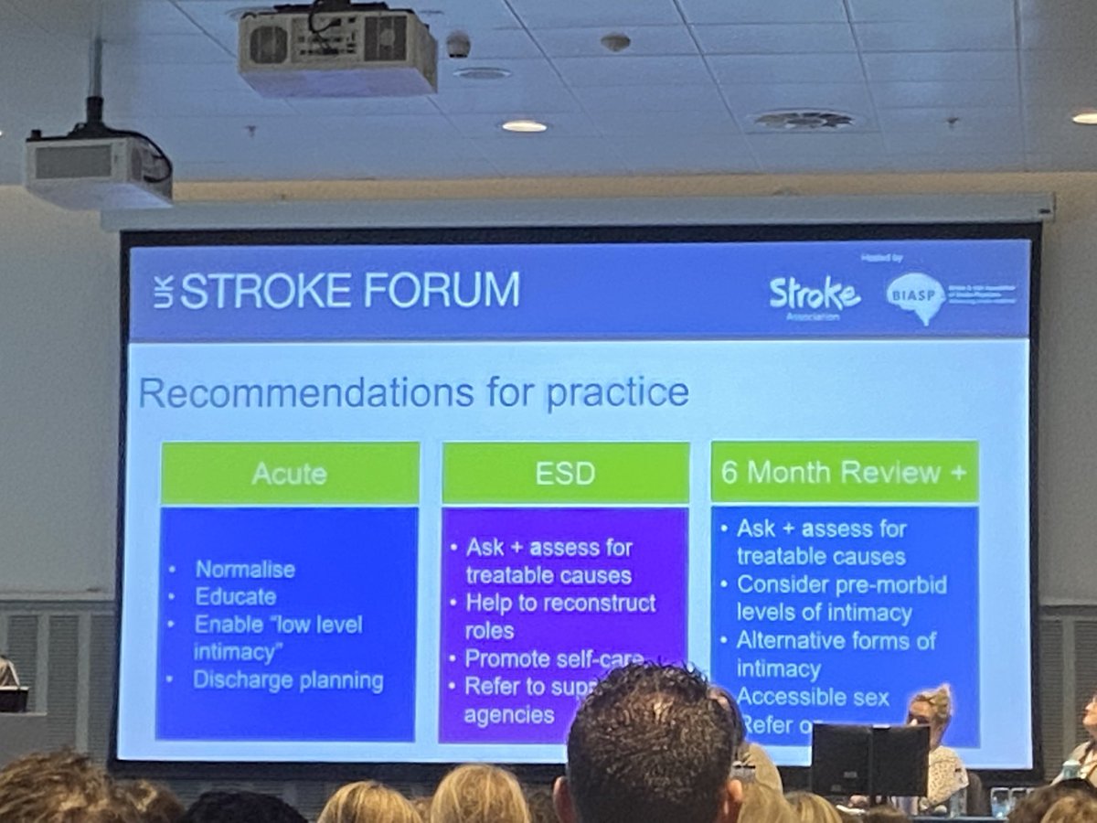 Let’s think about ways that we can encourage low level intimacy in acute stroke services. And love the question “would you like to participate in your partners care, or prioritise being a partner” #UKSF24