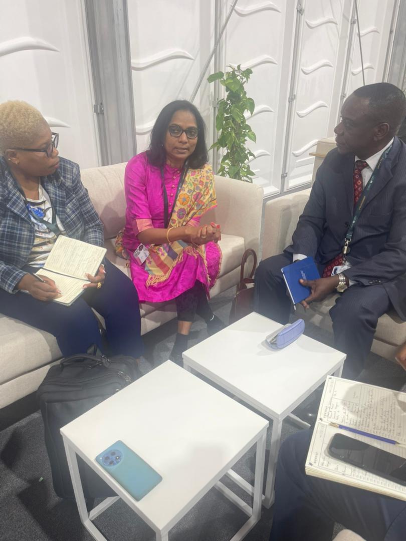 #ZAMCOM at #UNCCD COP16
ZAMCOM Executary Secretary, Felix Ngamlagosi meeting with Ruth Kattumuri, Senior Director of Economic, Youth and Social Development Directorate to discuss the partnership and possible collaborations in resource mobilization.