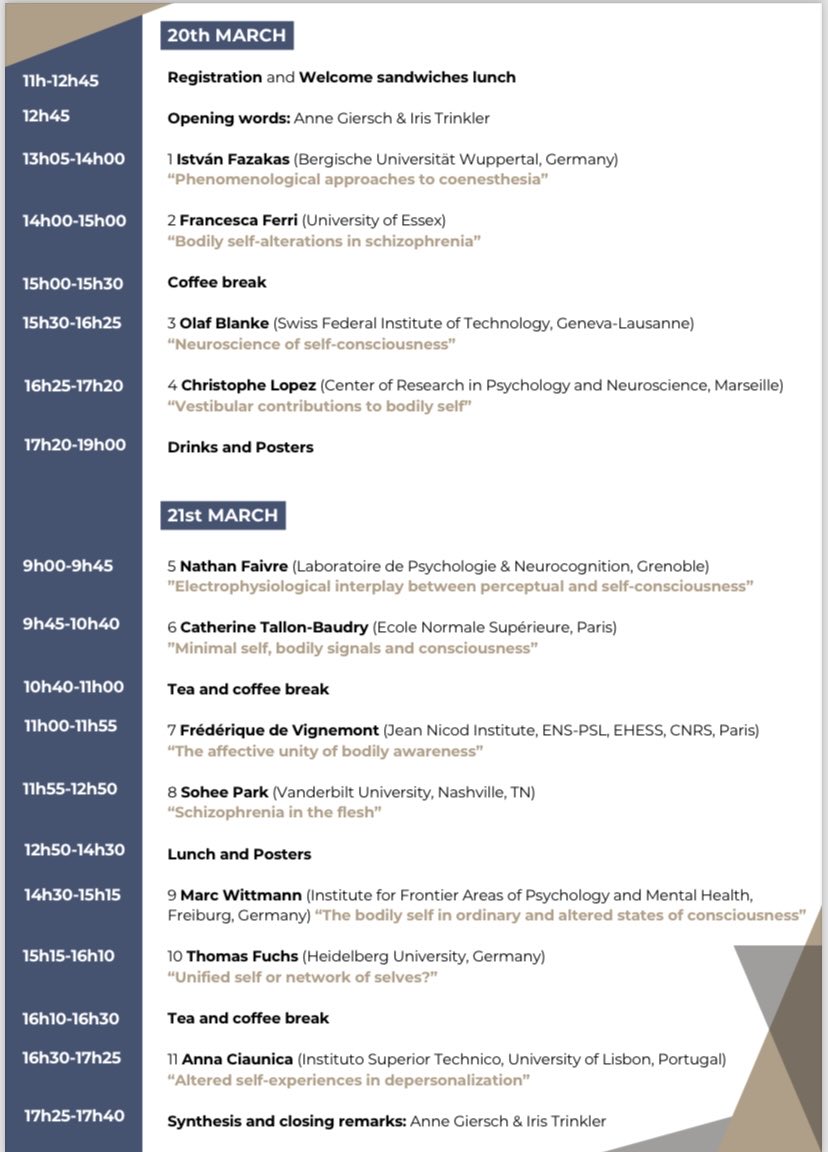 Registration now open for this fantastic event next year 👇🏼

The sense of self : one body, multiple mechanisms 

Thank you for the invitation and honoured to be part of this rockstar line up 😎🔥
