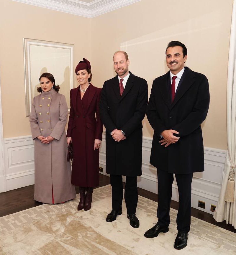 #NEW The Prince and Princess of Wales have welcomed the Emir of Qatar Sheikh Tamim bin Hamad Al Thani and his wife Sheikha Jawaher in London before the ceremonial welcome at Horse Guards Parade 🇶🇦🇬🇧