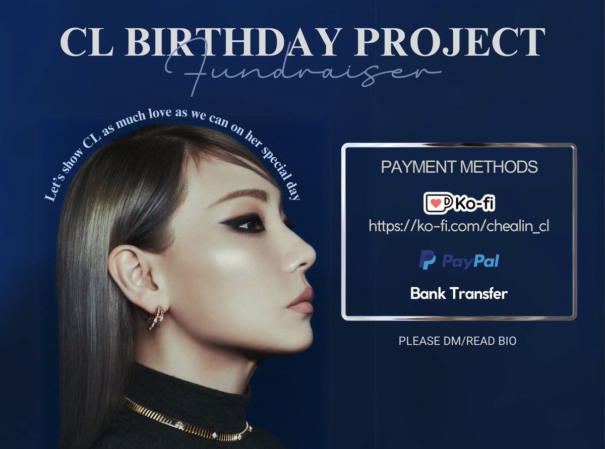 GZBz, BIG announcement! 📣 

As every year, we are preparing CL’s birthday project! Nothing has changed. Today, we are opening a fundraising for CL’s upcoming birthday! 

Every amount matters. We appreciate your support as always. For questions, feel free to dm us! 

#CL #씨엘