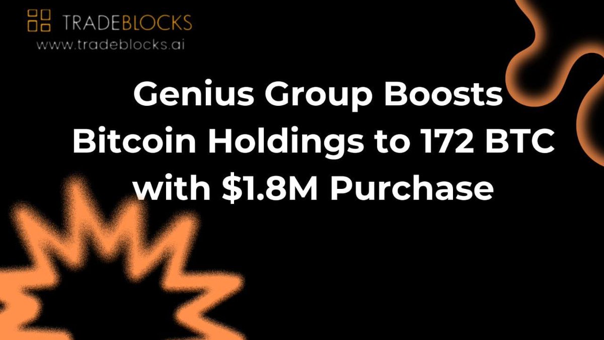 TradeBlocksAI's tweet photo. 🚀 Genius Group Makes Big Moves!
With a $1.8M investment, Genius Group now holds 172 BTC! 💰
Get expert insights now 👉 https://t.co/IUMPYp4NUn
#CryptoNews #USDC #Tether #Blockchain #DeFi #Tradeblocks #AI #SolanaProjects https://t.co/sb3JN14DwB