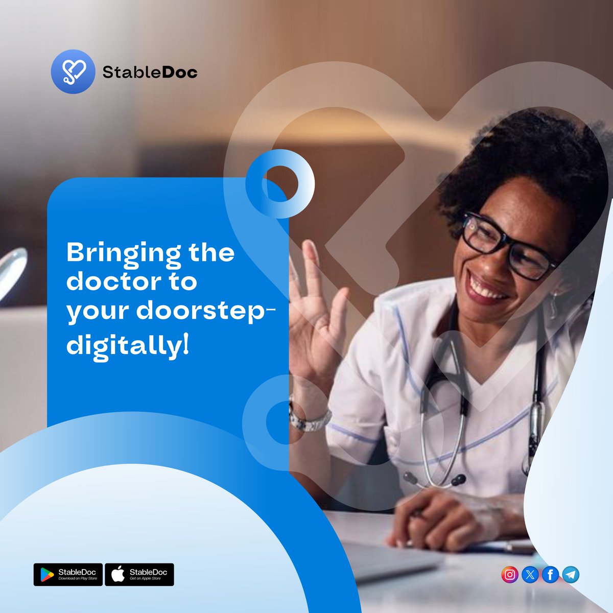 🌟 Bringing the doctor to your doorstep—digitally! 🏠📱
Say goodbye to long waits and hello to healthcare at your fingertips with #StableDoc. 🩺💻

✔️ Easy access
✔️ Expert care
✔️ Anytime, anywhere

Your health journey starts here! 💙
#Telehealth #HealthTech #WellnessMatters
