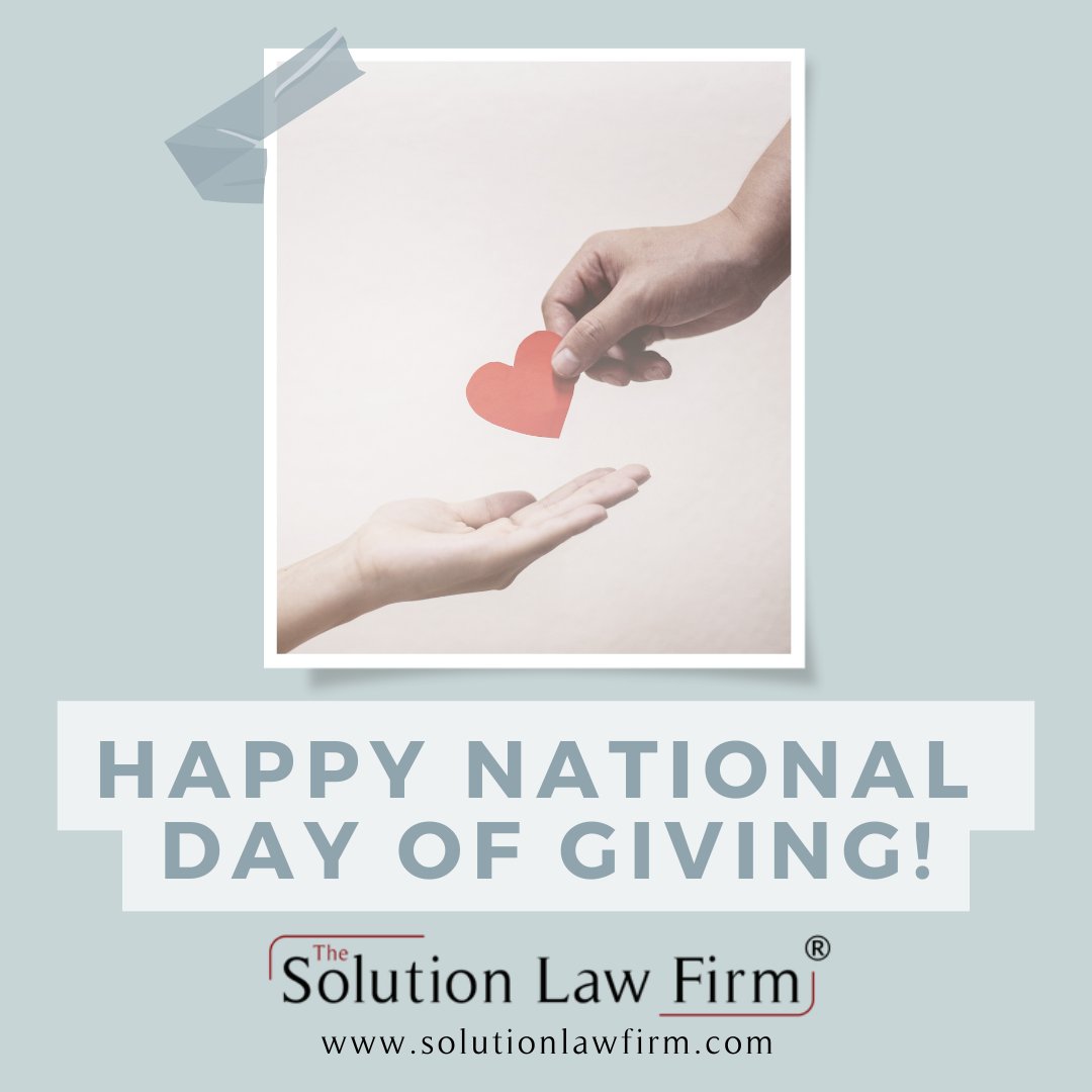 solutionlawfirm's tweet photo. "Only by giving are you able to receive more than you already have”. Happy National Day of Giving! 

#nationaldayofgiving #dayofgiving #givingday #giveandreceive #estateplanning #familyfirst #solutionlawfirm https://t.co/8VVCitejcL