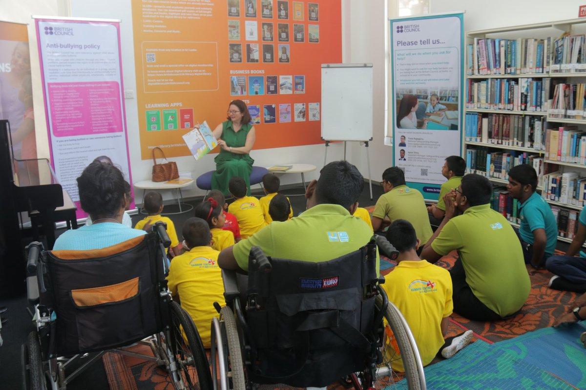 UKinSriLanka's tweet photo. On #WorldDisabilitiesDay, we partnered with @lkBritish to host children, including those with disabilities, from Steiner College, Kotte &amp; MJF Charitable Foundation at the British Council Library.
Deputy HC @LisaFCDO led an inclusive storytelling session. https://t.co/OoQEbuSeV0