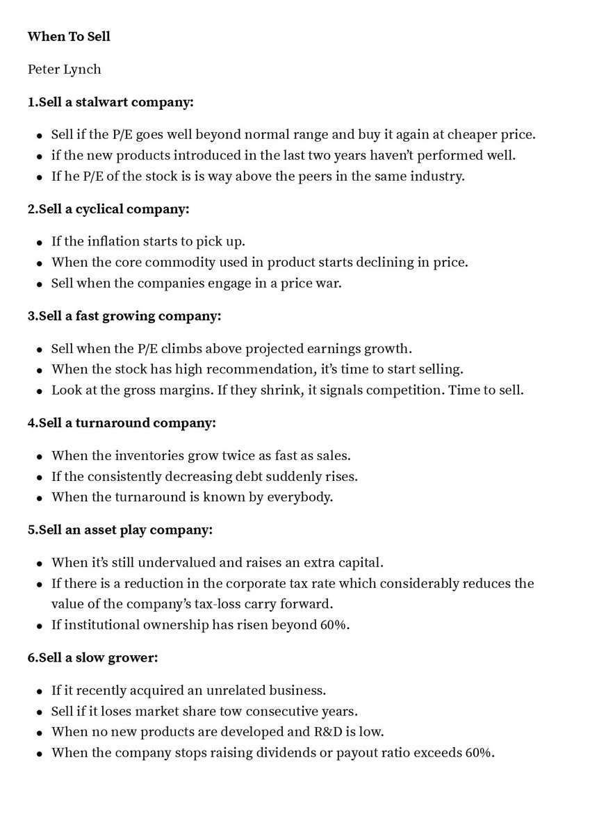 When to sell a company’s stock according to legendary investor Peter Lynch: