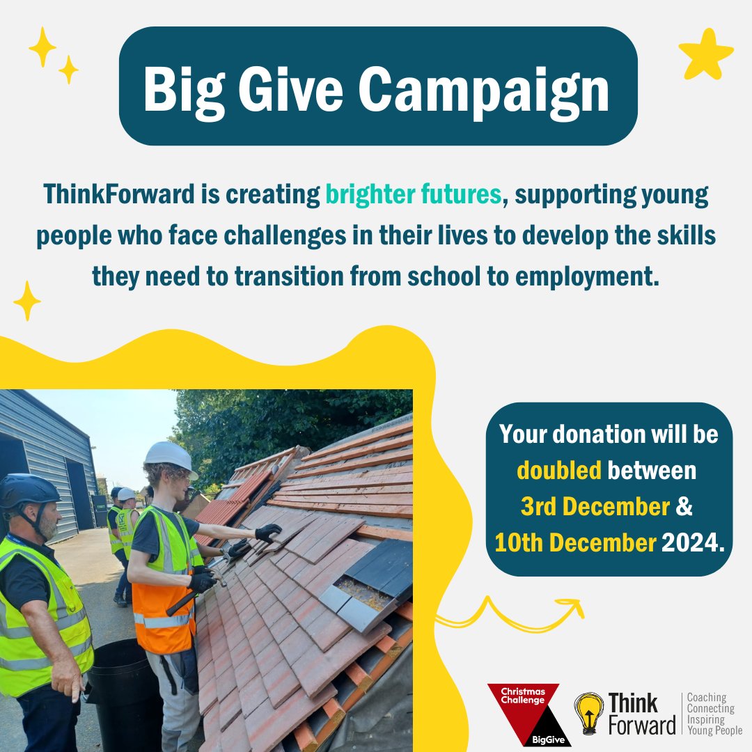 Right now, youth unemployment is at a record high. ThinkForward provides long-term coaching &amp; workplace insights for young people to support them to achieve their career goals.
Donate to our @biggive campaign &amp; have your donation doubled: bit.ly/TFBigGive24
#GivingTuesday