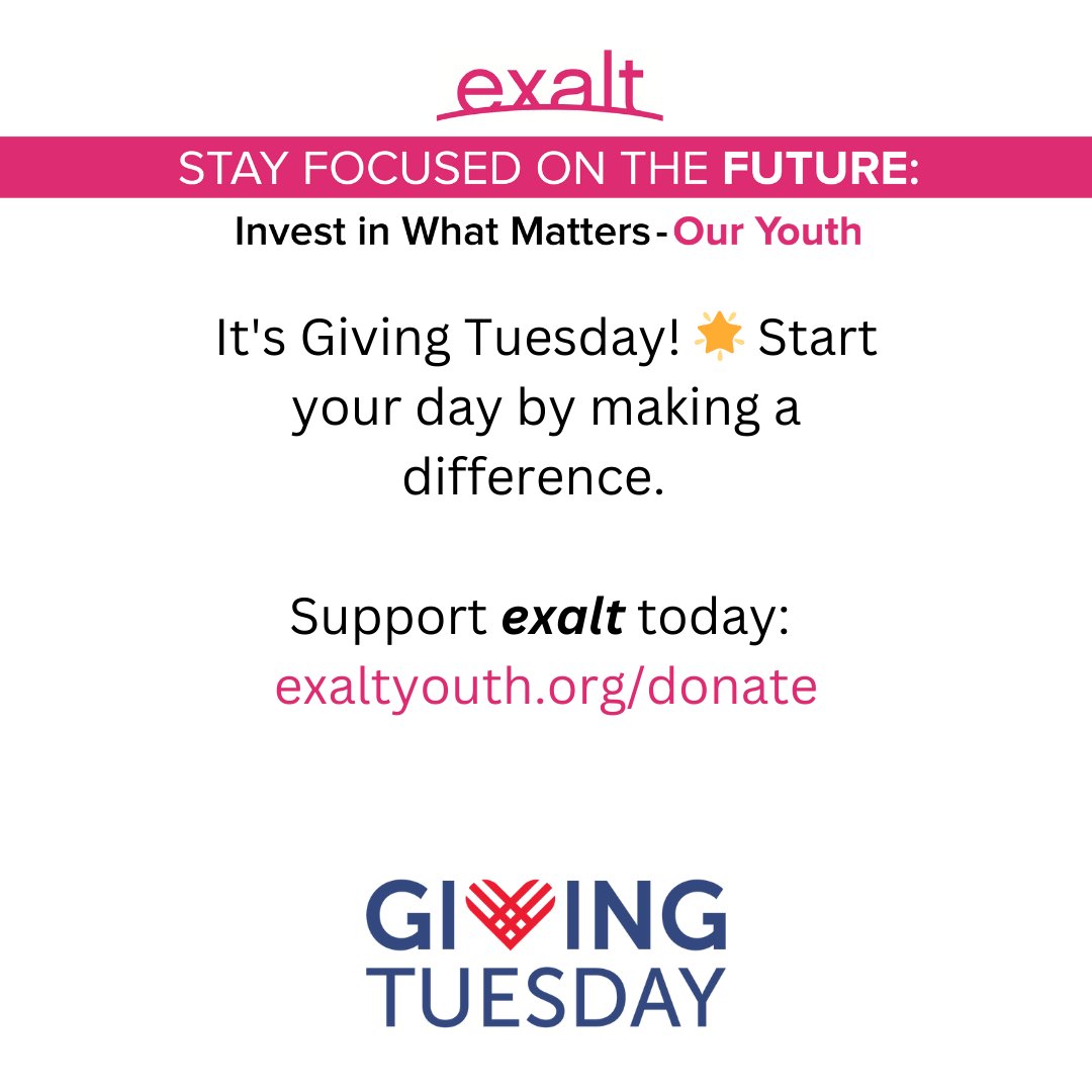 exaltyouth (@exaltyouth) on Twitter photo 🌟 It's #GivingTuesday! Make a difference with <a href="/exaltyouth/">exaltyouth</a>. Support court-involved youth and invest in their future. Donate now: exaltyouth.org/donate #YouthEmpowerment #BeTheChange 🌟 It's #GivingTuesday! Make a difference with <a href="/exaltyouth/">exaltyouth</a>. Support court-involved youth and invest in their future. Donate now: exaltyouth.org/donate #YouthEmpowerment #BeTheChange