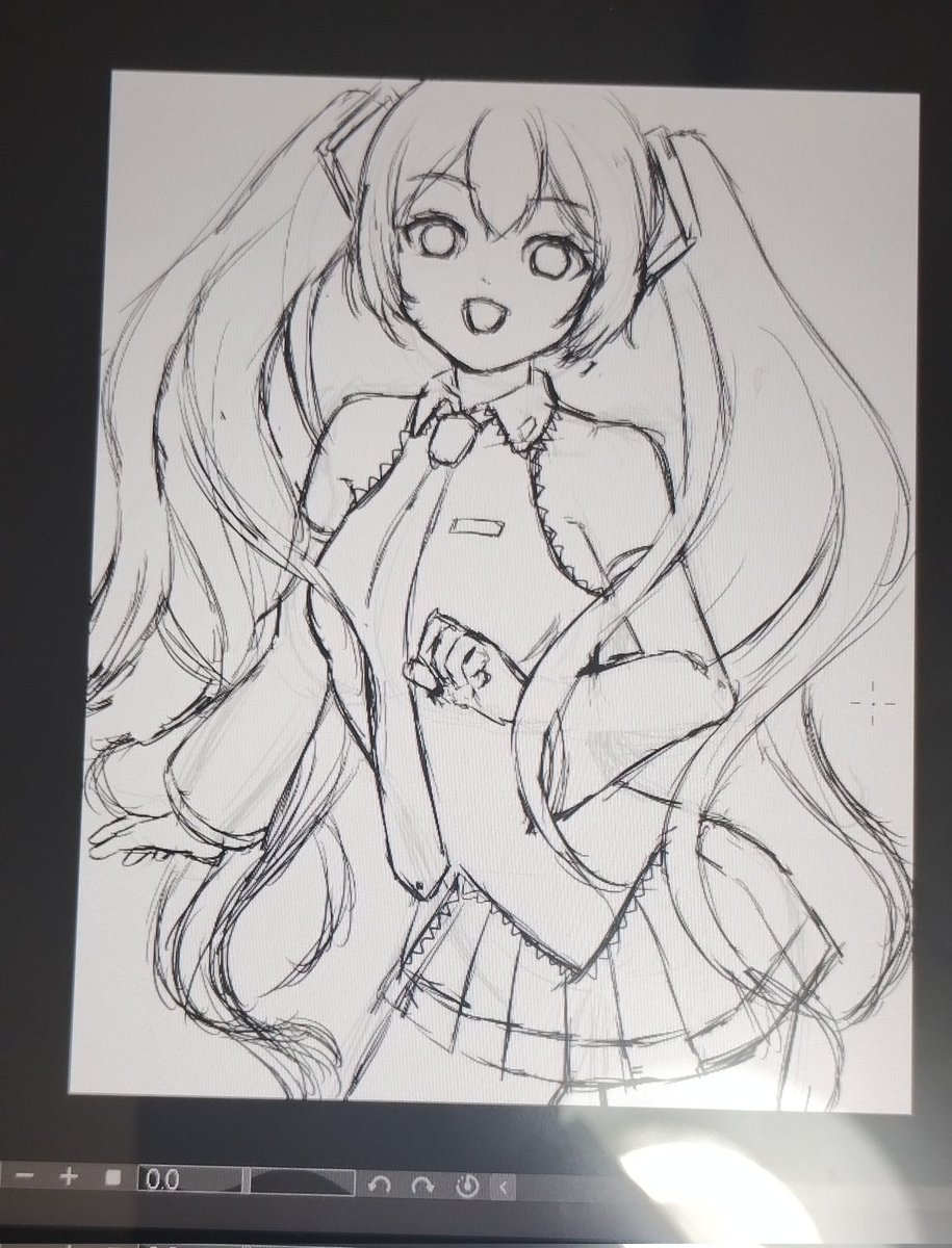 初音ミク線画途中
＃初音ミク
＃イラスト