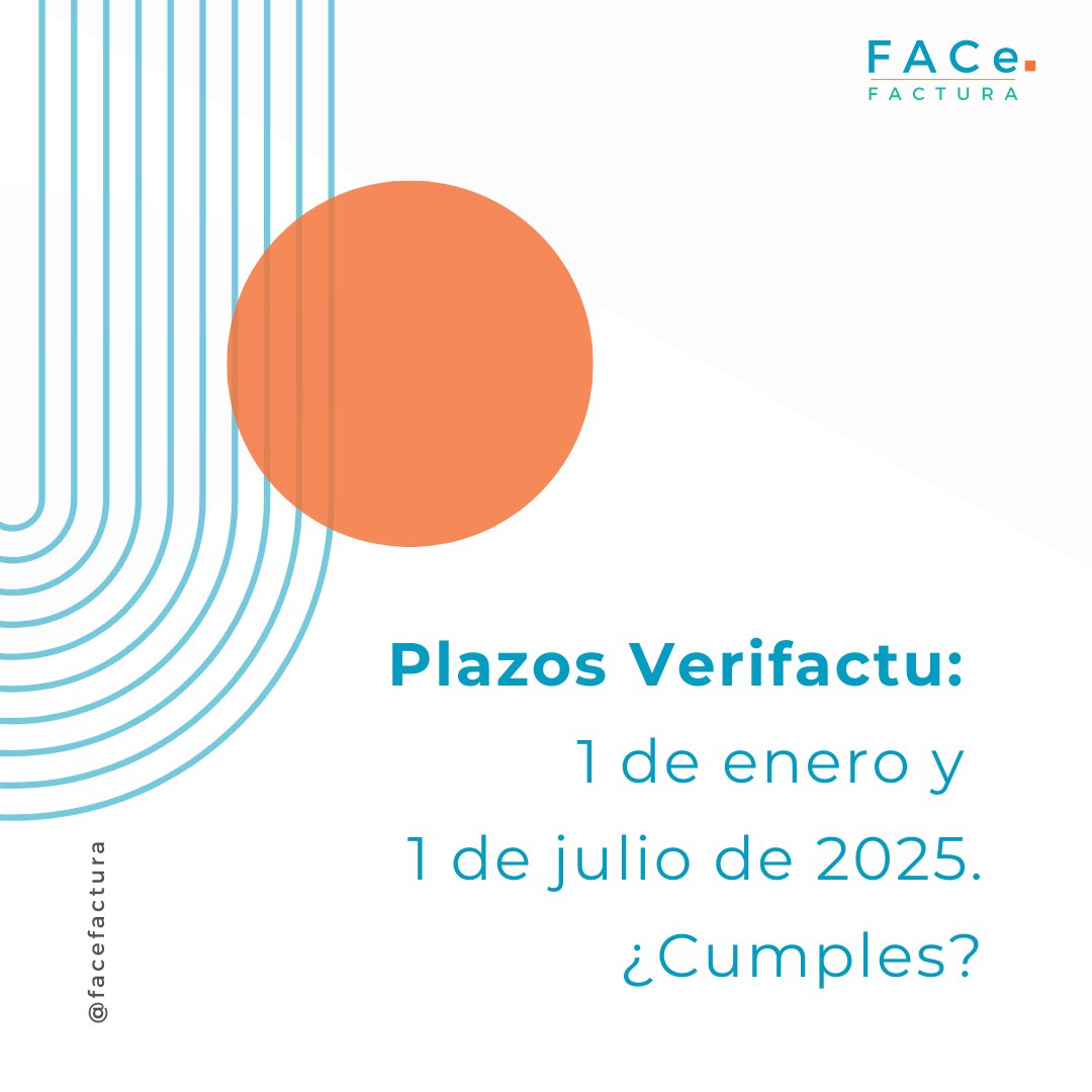 FaceFactura's tweet photo. #Verifactu será obligatorio en 2025:
📅 Grandes empresas: 1 de enero.
📅 Pymes y autónomos: 1 de julio.
Adáptate ya y evita sanciones. #FacturaciónElectrónica https://t.co/jiOvnVH3Bm