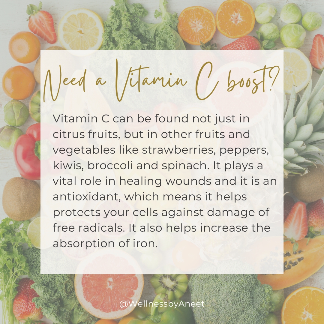 wellnessbyaneet's tweet photo. Vitamin C plays a vital role in healing wounds and it is an antioxidant, which means it helps protects your cells against damage of free radicals. It also helps increase the absorption of iron. #womenhealthcoach #womenshormonehealth #hormoneimbalance #vitaminC #vitaminboost https://t.co/QpwamxvuKF
