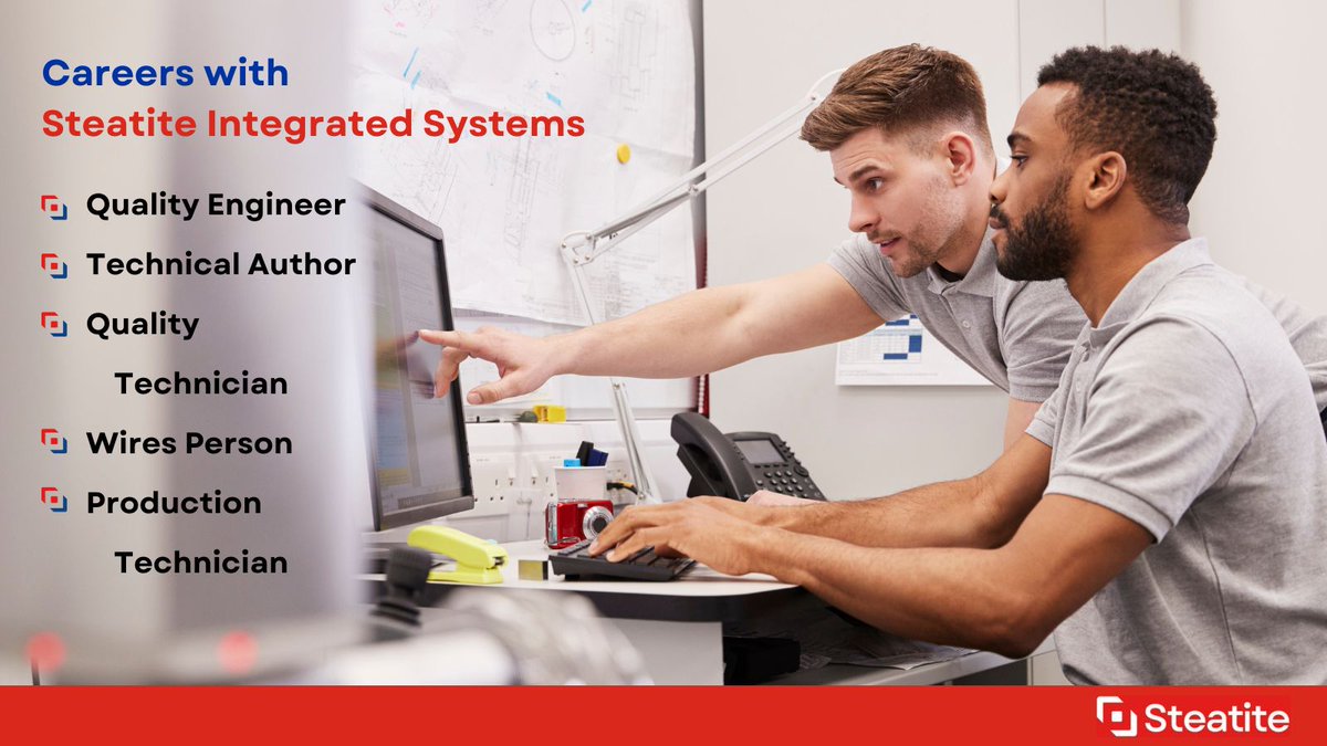 Steatite's tweet image. Steatite Integrated Systems has launched and our new facility in Ashchurch, Gloucestershire, has vacancies to fill – could one of these be your next career move?

See the full job specs and get in touch: solidstateplc.com/careers/

#JobsInEngineering #Computing #Technology