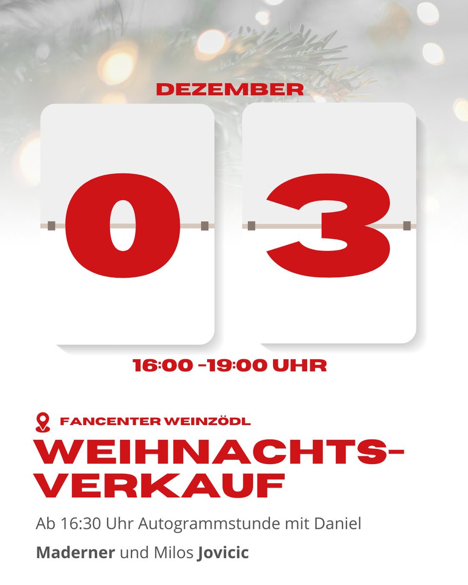 grazerak's tweet photo. Heute geht’s los: Unser erster Weihnachtsverkauf startet! 🎄🤩
Schaut vorbei – auch Daniel #Maderner und Milos #Jovicic sind mit dabei und stehen für Autogramme bereit! ✍🏻⚽️ #grazerak https://t.co/nlqOCHE2h8