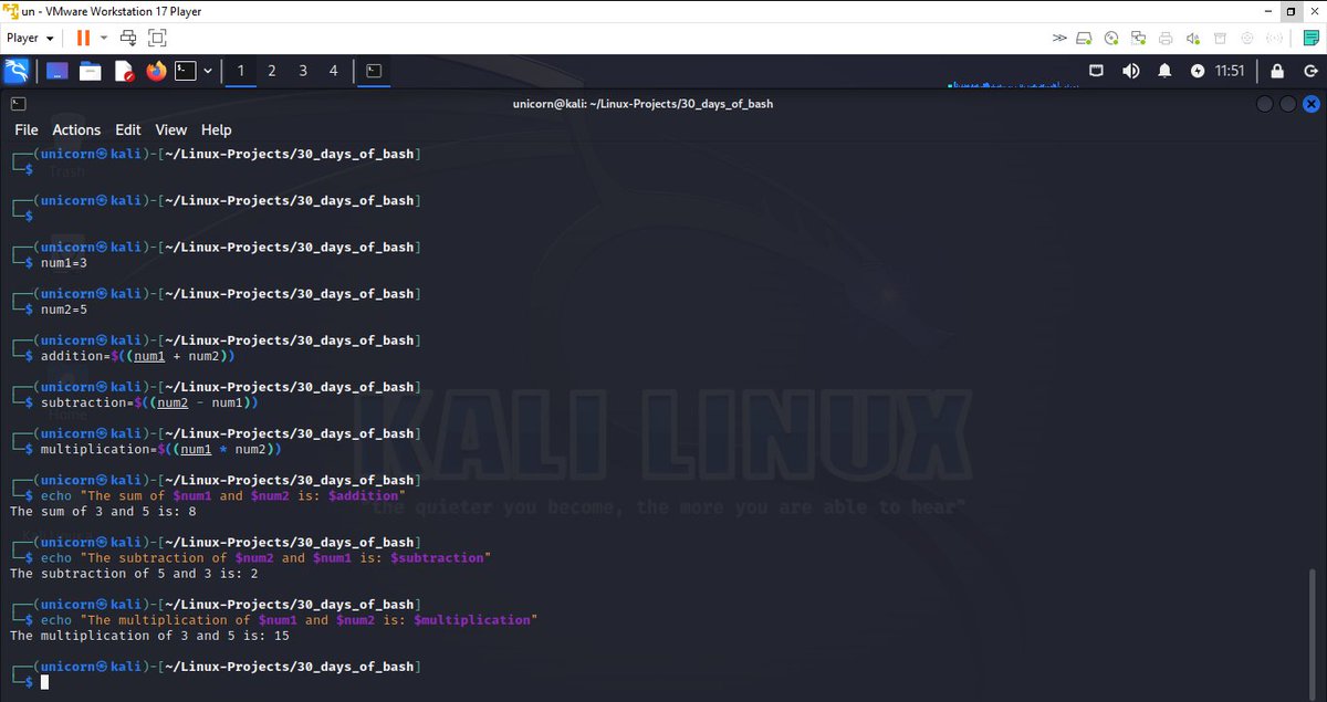 cyber_with_tega's tweet image. Day 3
#30daysofbashscripting 
@akintunero 

Learnt how to 

Create a script that asks for the user&apos;s name and age, stores them in variables.

Perform mathematical calculations
 
To Create an array 

A script that uses command substitution and the use of special variables