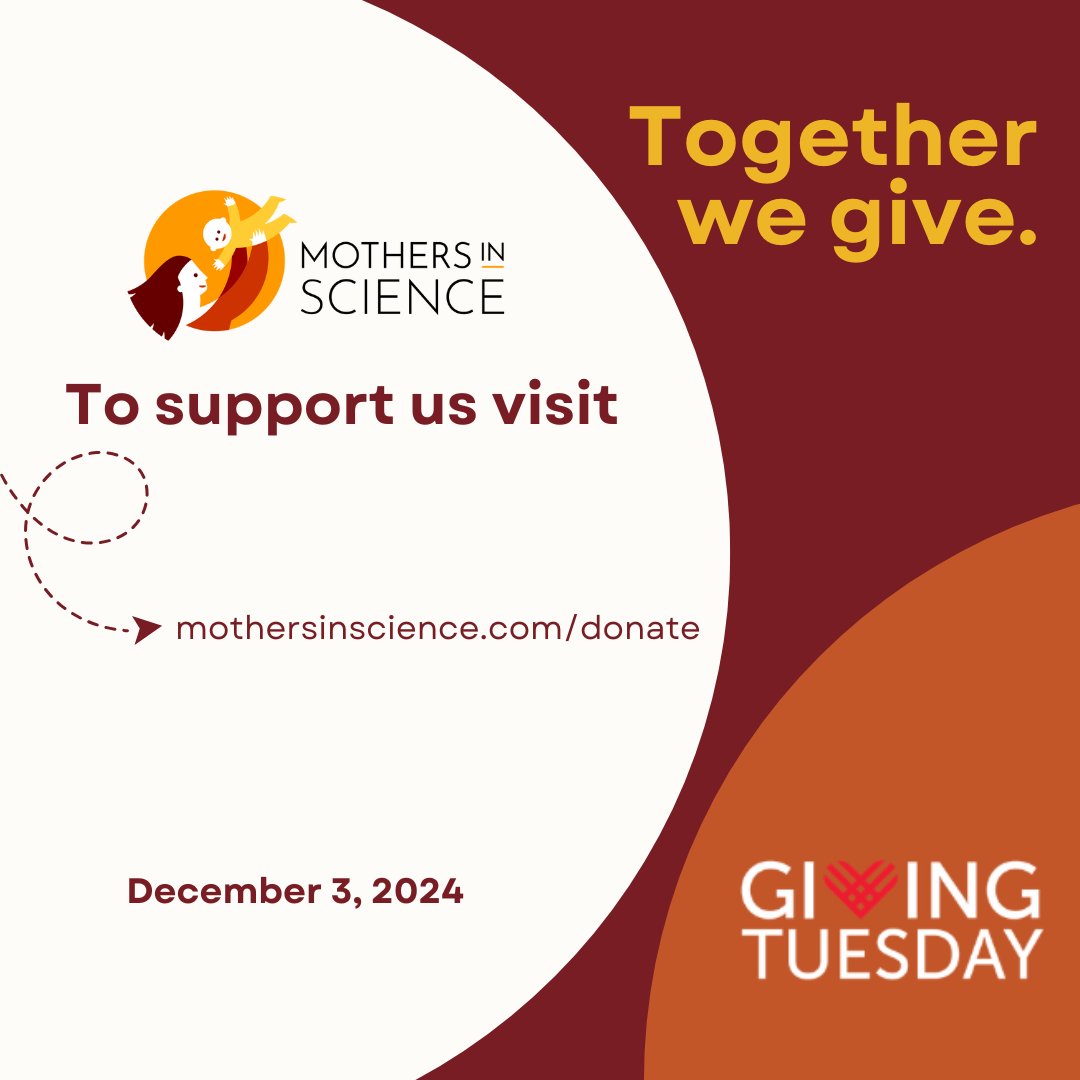 mothersinsci's tweet photo. This #GivingTuesday, support our mission and help us create a more equitable world for caregivers. Your donation helps drive workplace equity, empower moms and foster diversity in the global STEMM community. Learn more &amp; donate: https://t.co/nsUVALNGWt #MothersInSTEMM 
@Momademia https://t.co/u39OlFcpDv