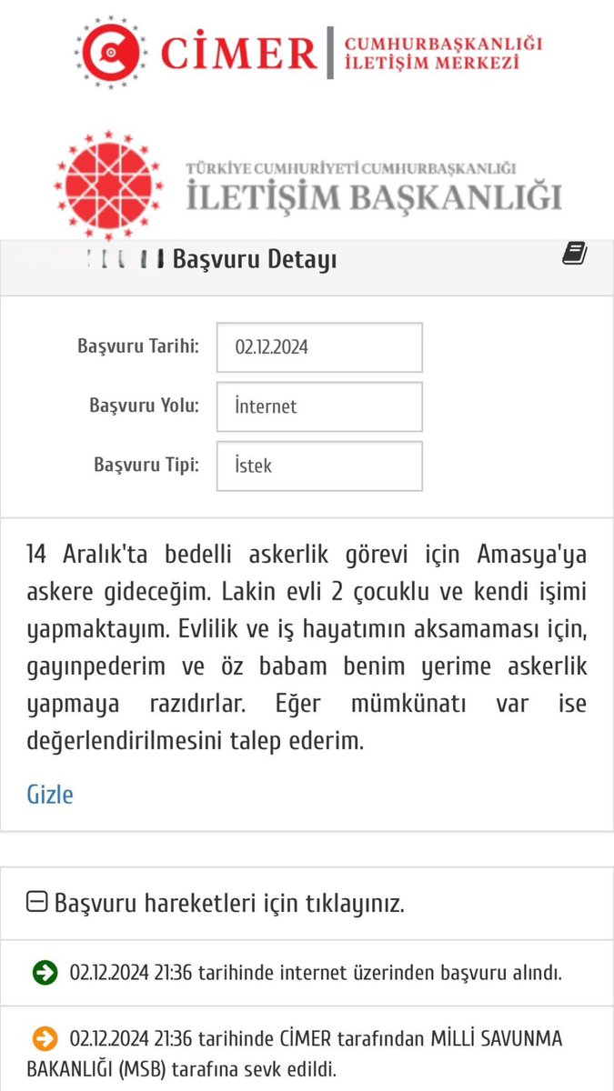 Konya'da bir vatandaş, bedelli askerliğe kendisi yerine kayınpederi ya da babasının gitmesi için CİMER'e başvuru yaptı.

#enflasyon