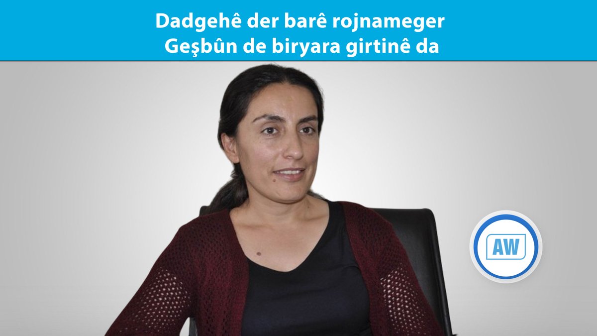 ajansawelat's tweet photo. Dadgehê der barê rojnameger Geşbûn Ayşe Kara de biryara girtinê da.
https://t.co/wimXFFm3we
#xwebûn #medya
#bêdengîdikuje
#gazeteciliksuçdeğildir
#gazeteciliksucdegildir
#journalismisnotacrime
#Haber
#nuce
#nûçe
#journalist
#Newsroom
#reporter #mediaprofessional https://t.co/EvPVNRxb4W