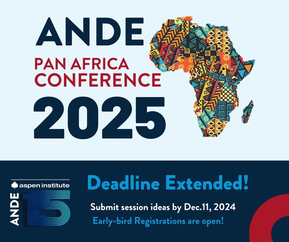 📢 Deadline Extended!

💡Good news: We have extended the deadline for session submissions and early-bird registration to December 11, 2024 for the ANDE Pan Africa Conference 2025.

 🔗 Learn more 👉 lnkd.in/dgHmFqns