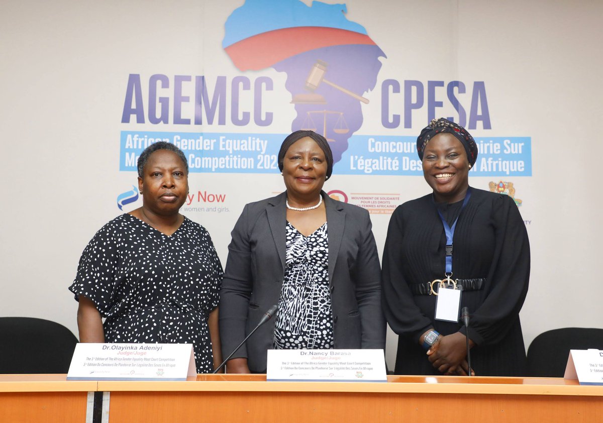 Recapping day two of the African Gender Equality Moot Court Competition #AGEMCC2024. We were privileged to be joined by Justice (rtd) Dr. Nancy Baraza as presiding judge, alongside Dr. Olanike Adelakun and Dr. Olayinka Adeniyi.