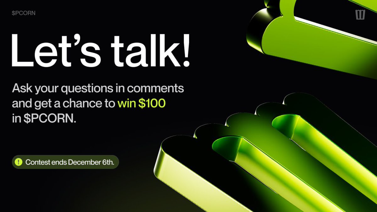 Time for a little contest. 
Ask your questions and we'll answer them!

For the most liked question - a prize of 100$ in $PCORN