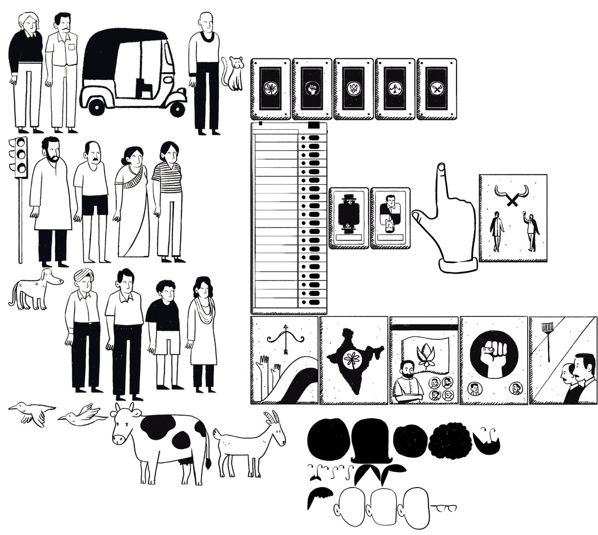 <a href="/ar_biese/">Reechik</a>  is also making his stuff available under a CC license. If you'd like to make your own crowds and faces, or use the other elections-inspired illustrations, here you go.  github.com/diagram-chasin…